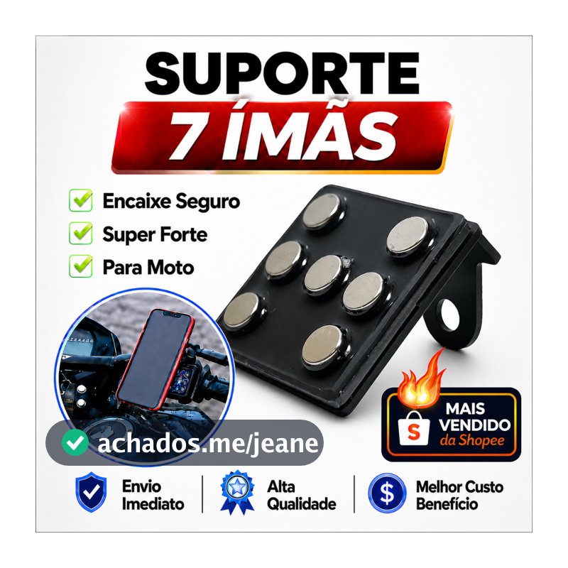 Suporte de Celular 7 Imãs Para Moto Extra Forte