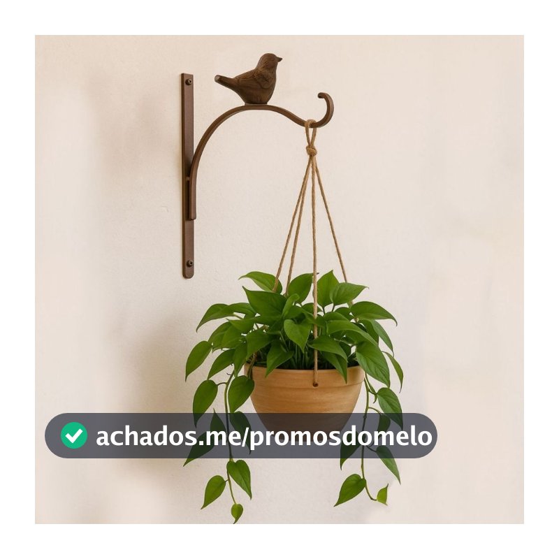 Suporte Mão Francesa Simples Ferro com Passarinho Jardim Vertical Rústica Vasos Farmhouse