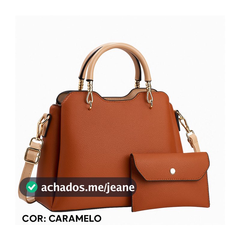 Bolsa feminina transversal ombro couro sintético elegante resistente + mini carteira MA9940