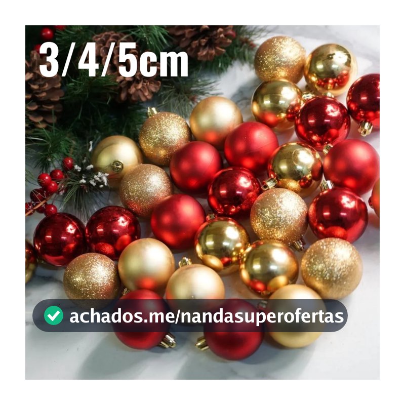 Kit Bolinhas de Árvore de Natal 3cm /4cm/5cm/6cm/7cm/8cm Mista Lisa Fosca Glitter Decoração Natalina