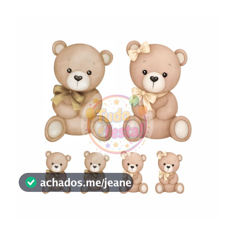 KIT DE DISPLAYS EM MDF URSINHOS LAÇOS BEGE CHA REVELAÇÃO para Decoração de Festa