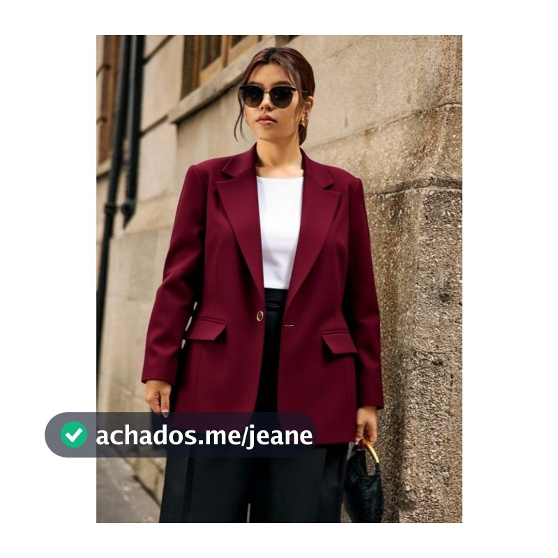Blazer plus size forrado com ombreira social e elegante