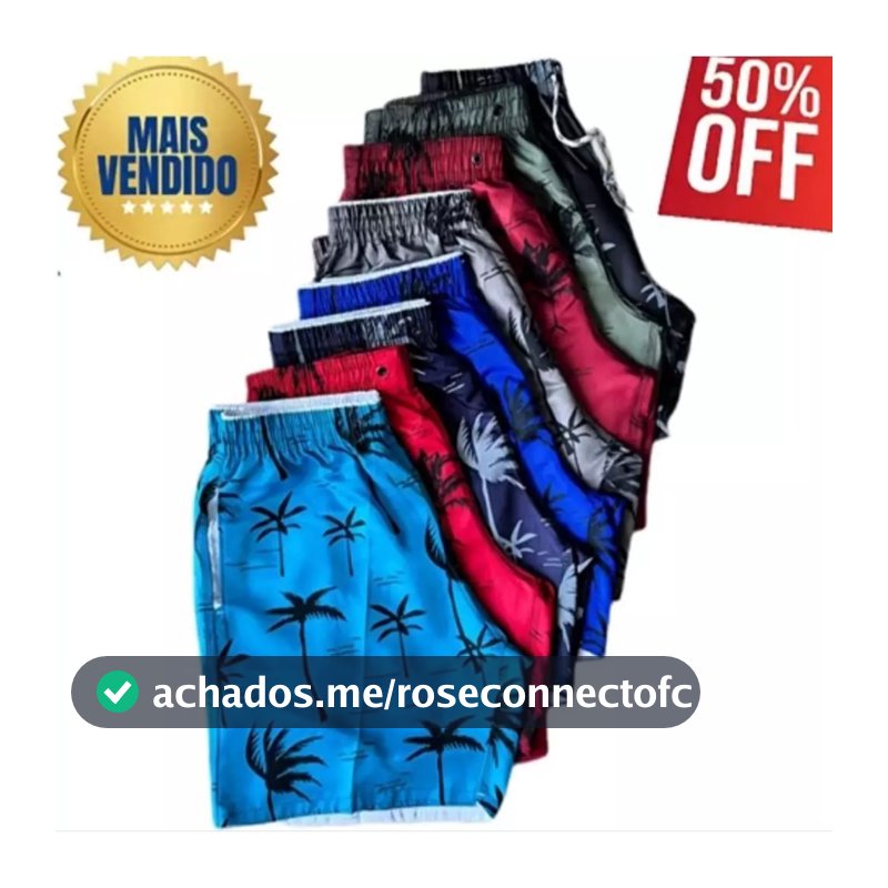 3 Short Masculino Tactel Moda Praia Verão - Envio Rápido
