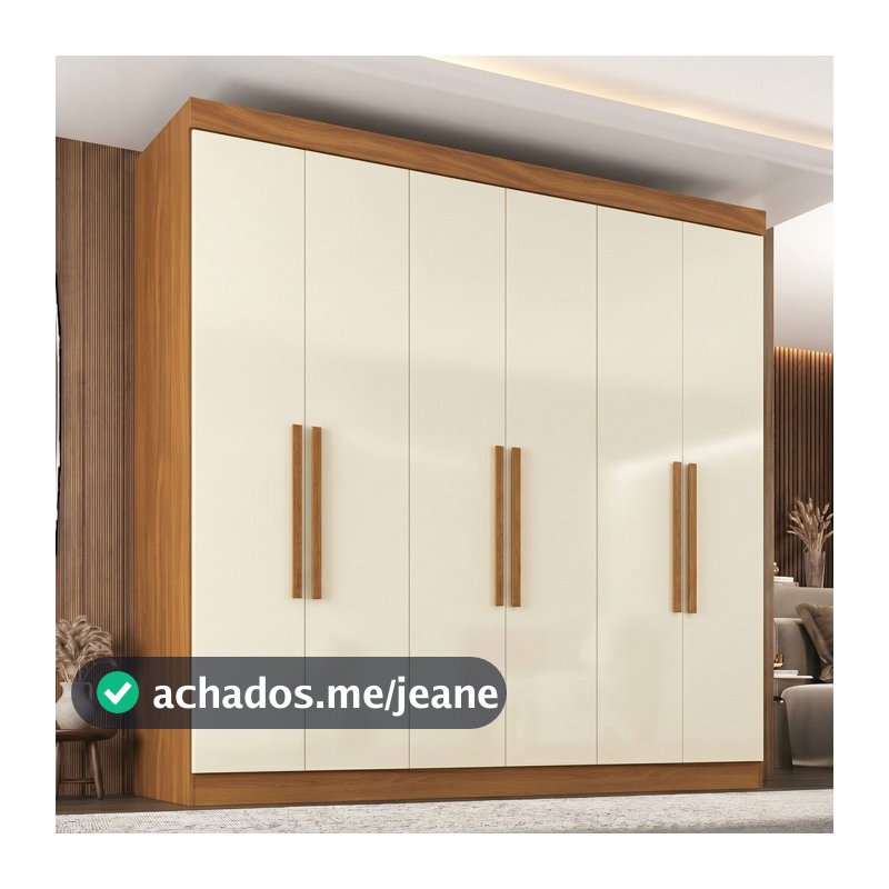 Guarda Roupa Casal Paris 6 Portas 2 Gavetas Paris Espresso Móveis Off White/Cinamomo Cinamomo/Off White
