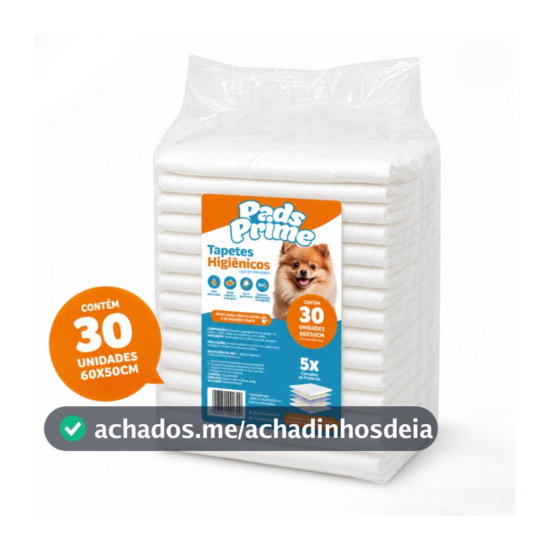 Tapete Higiênico para Cães 60x50cm 30 Unidades Pads Prime