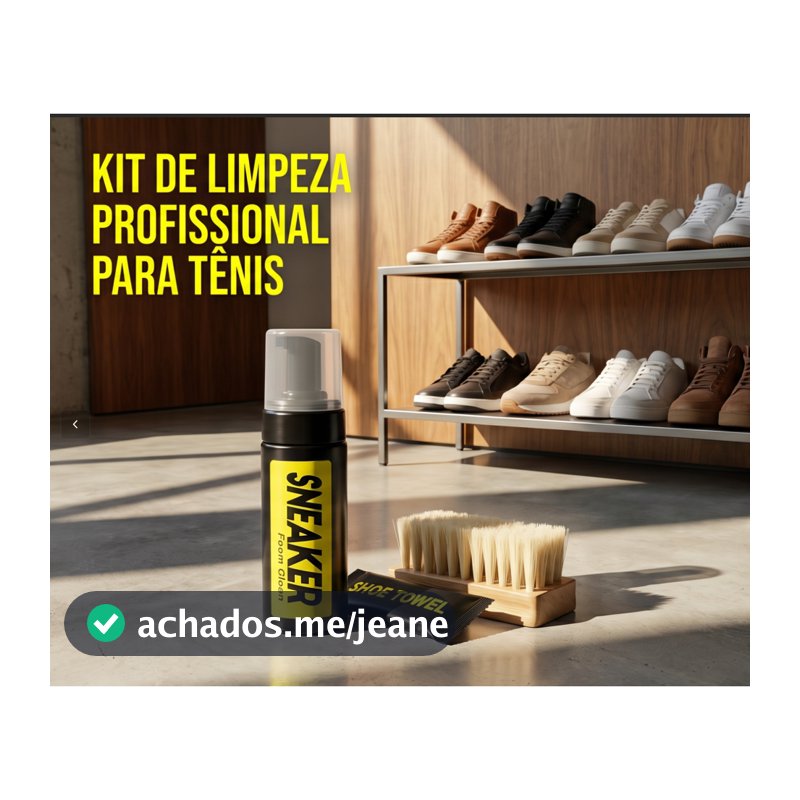 kit 1 Limpa Tênis 1 Esponja Magica 1 Flanela 1 Escova Limpa Branco Colorido Espuma Spray Limpador