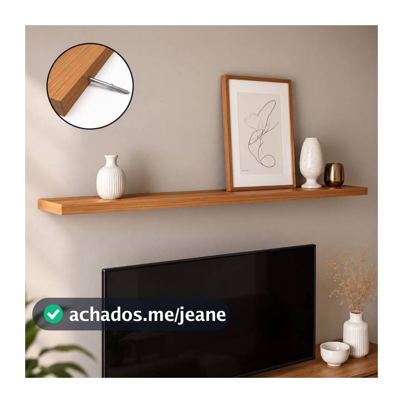 Prateleira Flutuante Freijó 120x20 cm MDF 15 mm Suporte Invisível