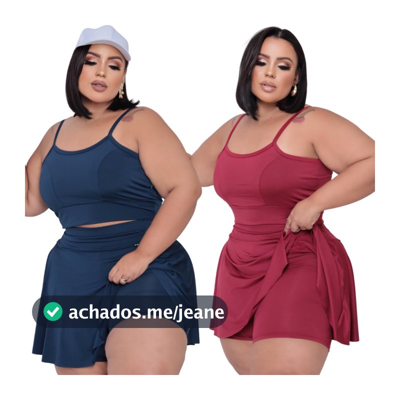 Kit 2 Conjunto plus size short saia e top zumba academia treino G1 ao G3 ZUMBA