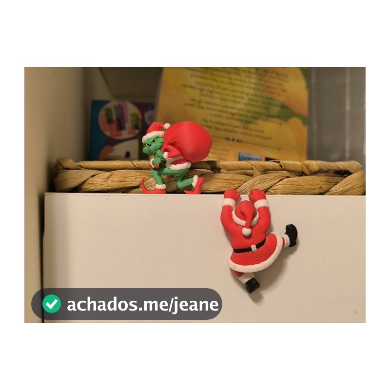 Papai Noel Escalando Decoração Mesa em PETG Resistente