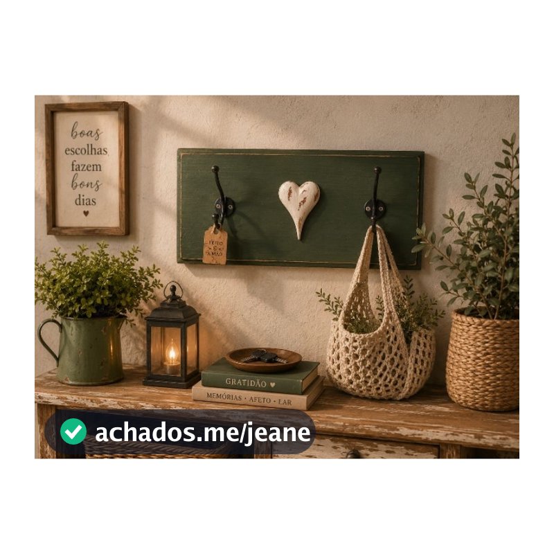 Gancheira farmhouse ganchos verde 💚