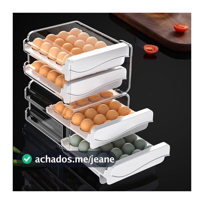 Gaveteiro Duplo Em Plástico Tipo Porta 32/40 Ovos Com Diversas Cores Para Cozinha Geladeira
