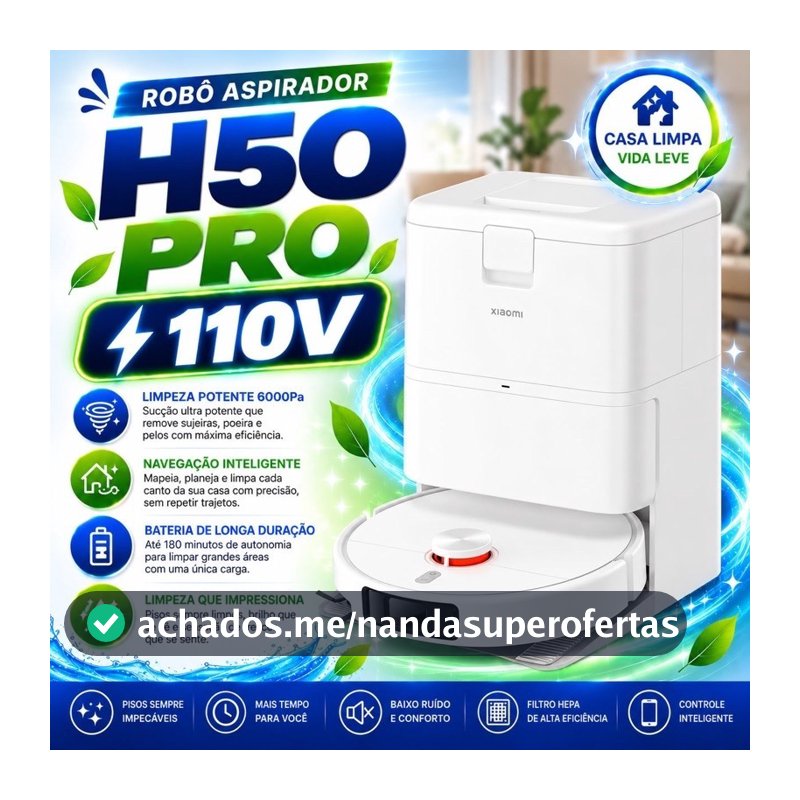 Robô Aspirador Xiaomi H50 PRO 110v | 15.000Pa | Original-Lacrado