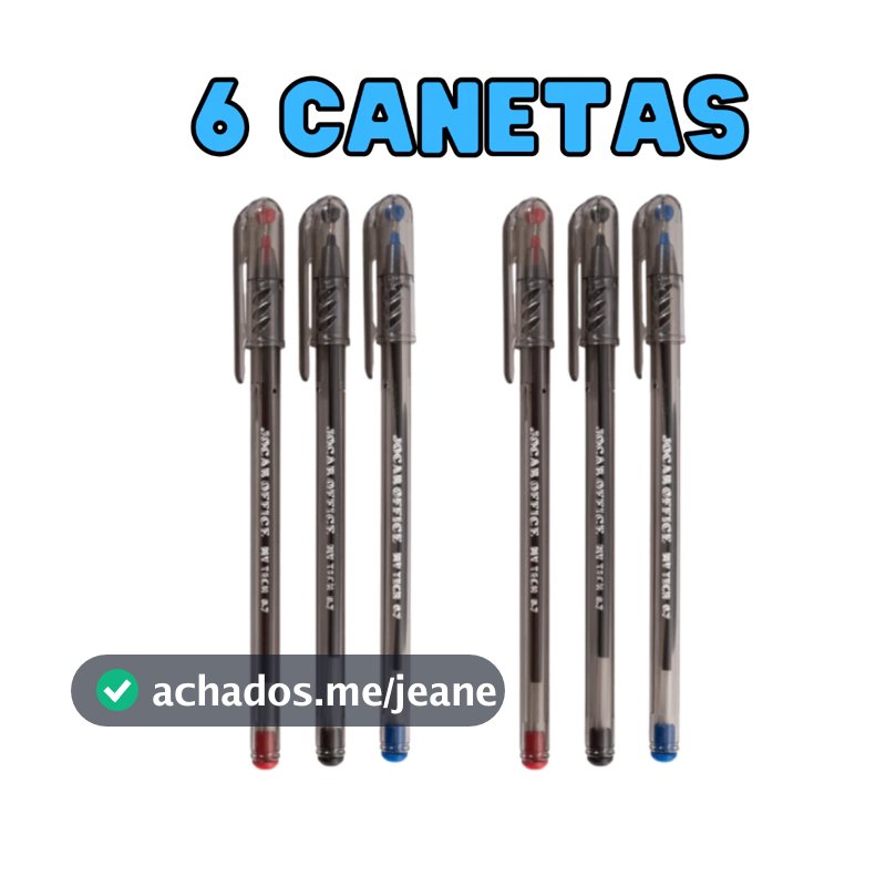 Caneta esferográfica My Tech 6 Unidades Jocar Office ponta agulha 0,7mm