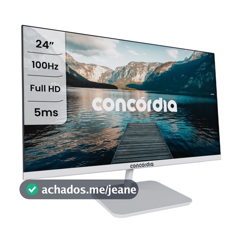 Monitor Empresarial E238 Concórdia 24" 100hz Led Full Hd Hdmi Vga e Vesa SRGB 100% Branco