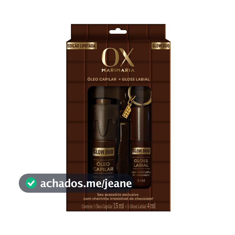 Kit Ox Glow Duo Chocolate Mari Maria - Óleo Capilar 15ml + Gloss Labial 4ml