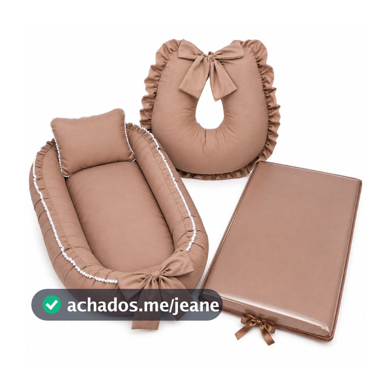 Kit 3 Peças - Ninho Redutor para Bebê, Almofada de Amamentar e Trocador com Capa Impermeável