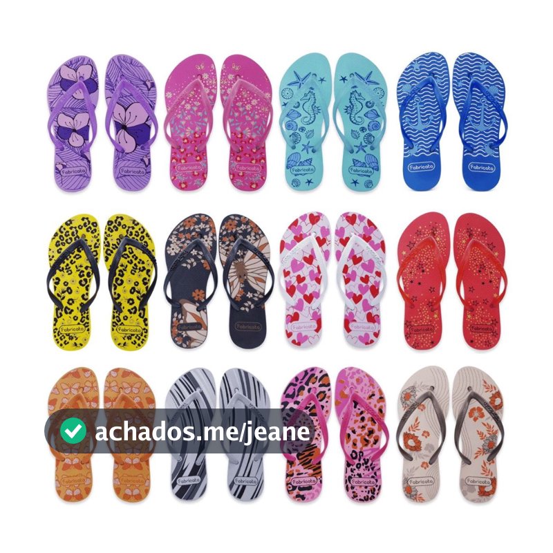 Kit 10 Pares Chinelo Feminino MARCA FABRICATA Sandália Rasteira Rasteirinha Estampado Revenda K36