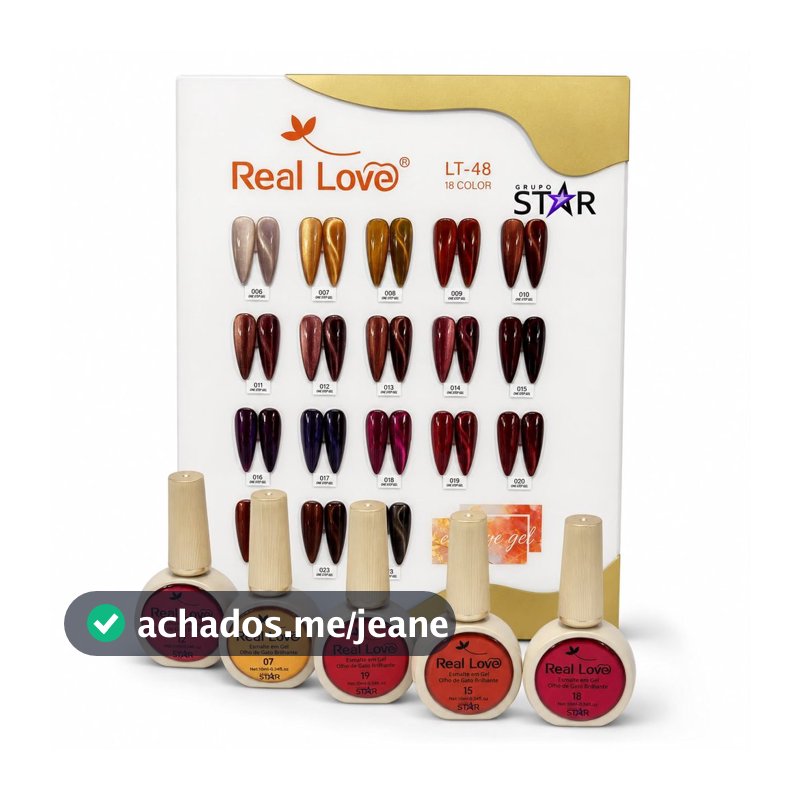 Kit 5 Esmalte  Olho de Gato Brilhante 10ml - Real Love