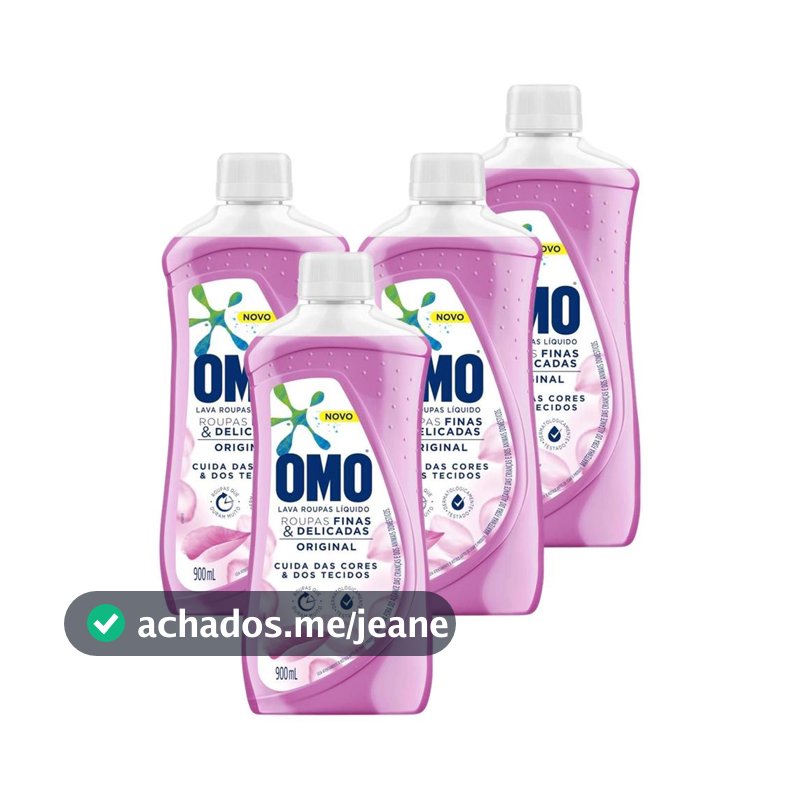 Kit 4 Lava-Roupas Omo Líquido Roupas Finas e Delicadas Original 900ml