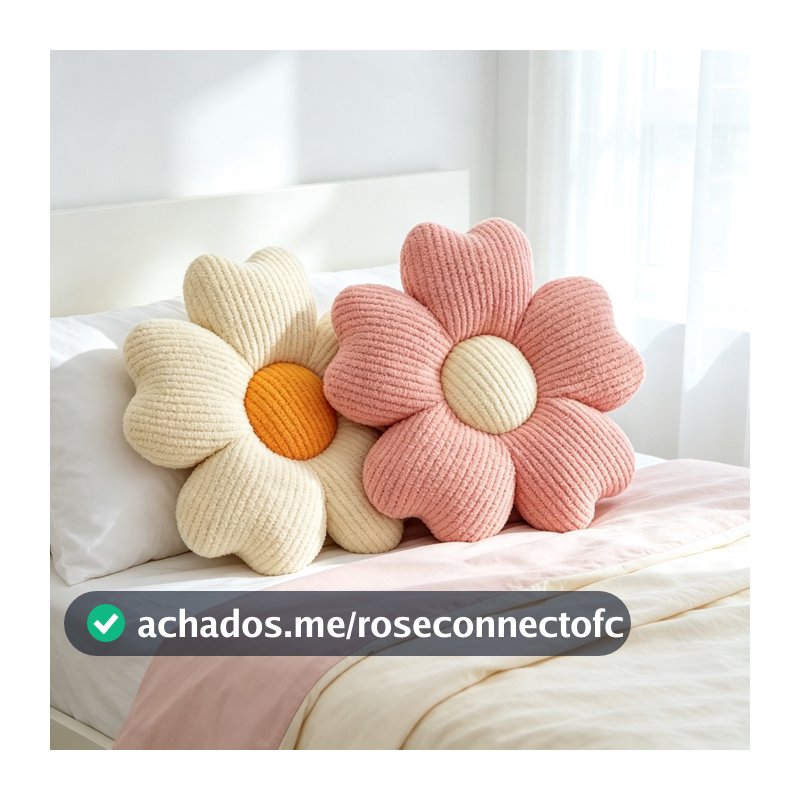 Almofada Flor Fofa para Decoração de Quarto, Almofada Macia de Cama, Tecido Texturizado 50x50x6cm 400g