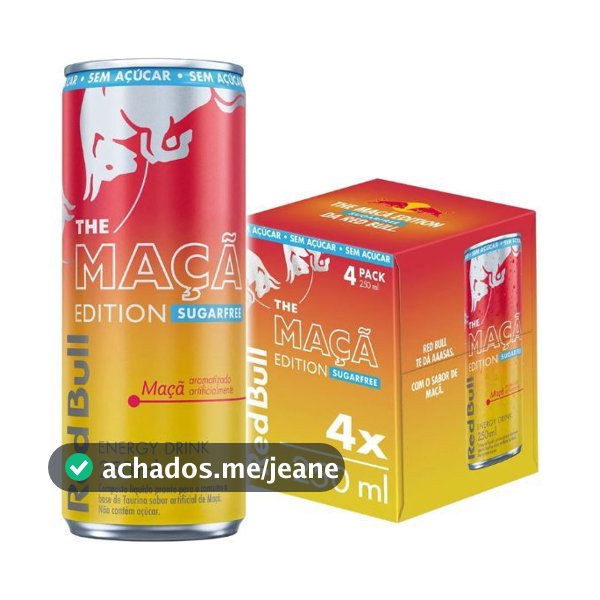 Pack de 4 latas, Energético Red Bull Maçã Edition ,Sem Açúcar 250ml