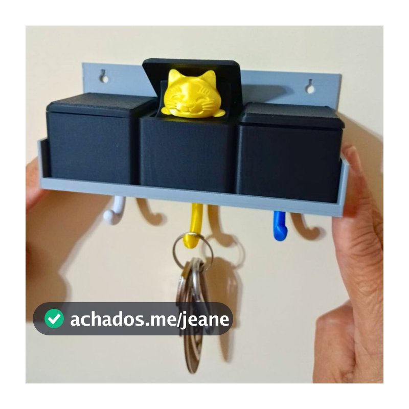 Porta Chaves Personalizado Criativo Gato Surpresa  Decoração para Casa