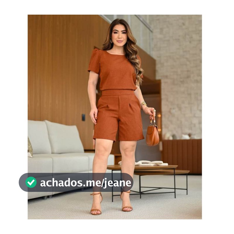 Conjunto Feminino Sofisticado De Bermuda Short Blusa em Linho De Algodão Cores Moda Primavera Verão 2025 Roupa Feminina
