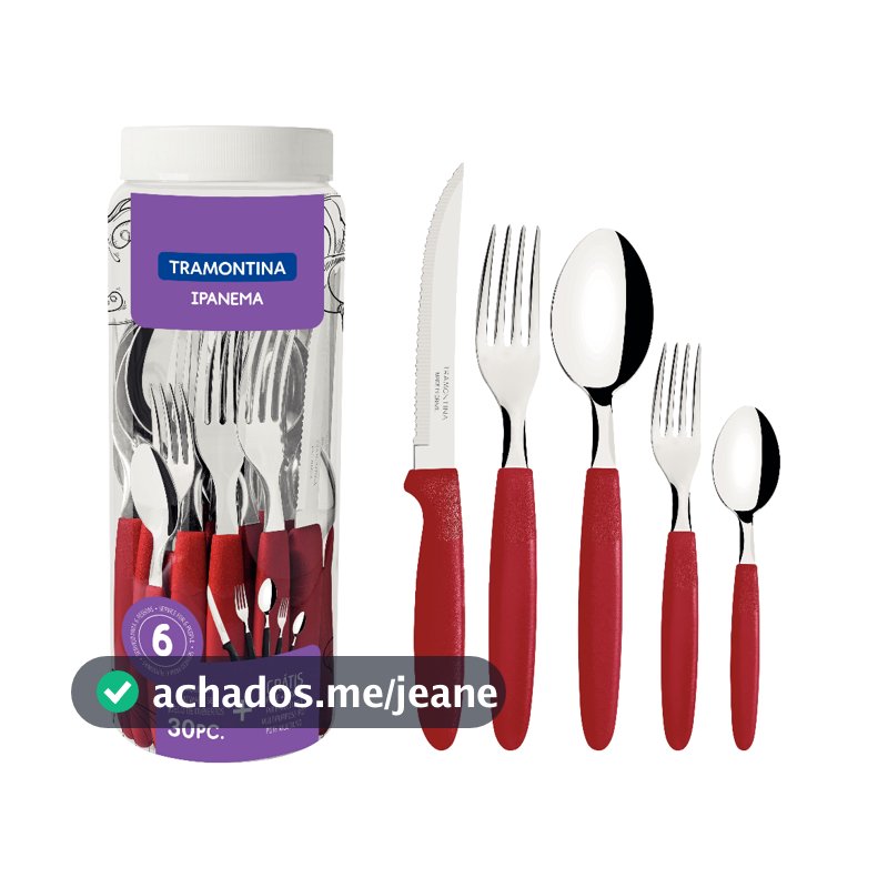 Faqueiro Inox Tramontina Ipanema 30 Peças Jogo De Talheres Cor Vermelho
