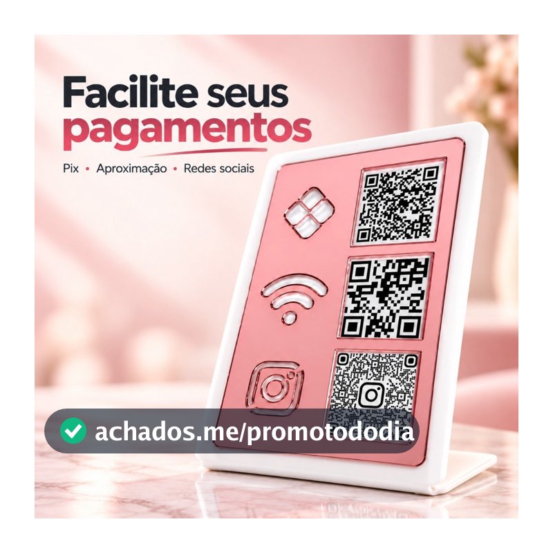 Placa Dourada de Pix Wifi Instagram Qr Code Display Mesa Balcão Loja Frete Gratis Display Pagamento