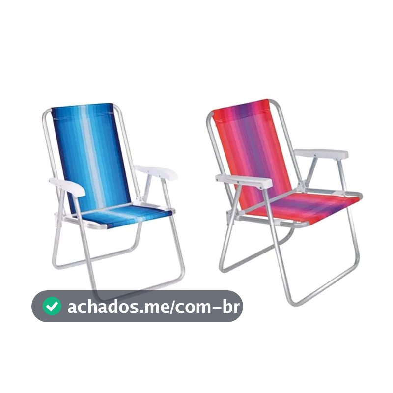 Cadeira de Praia Mor Alta de Alumínio Dobrável Azul ou Rosa Sortido