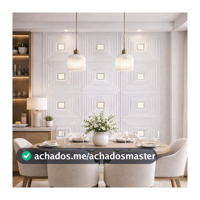 Kit Placas 3D PVC Espelhadas 50x50cm Preto ou Branco 4, 8 ou 12 Placas