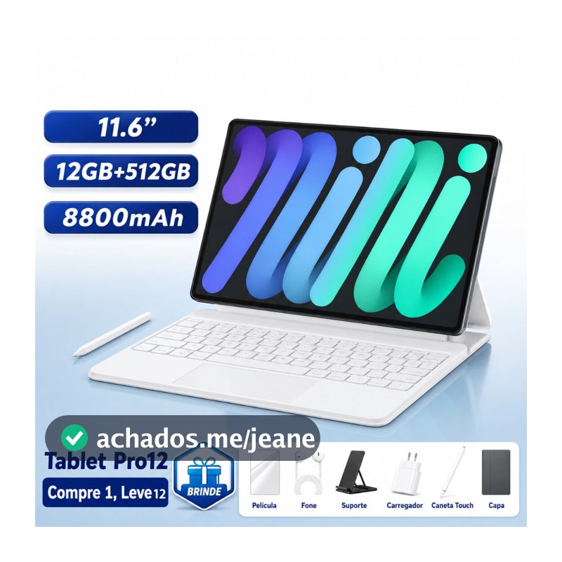 Tablet pad Pro12 5G tablet em promoção Android Para Estudo Trabalho 11.6 Polegadas 12GB RAM 512GB Com Teclado Bluetooth