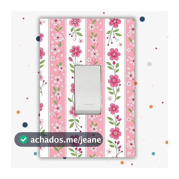 Adesivo de Interruptor de Tomada Luz Estampa Floral Rosa