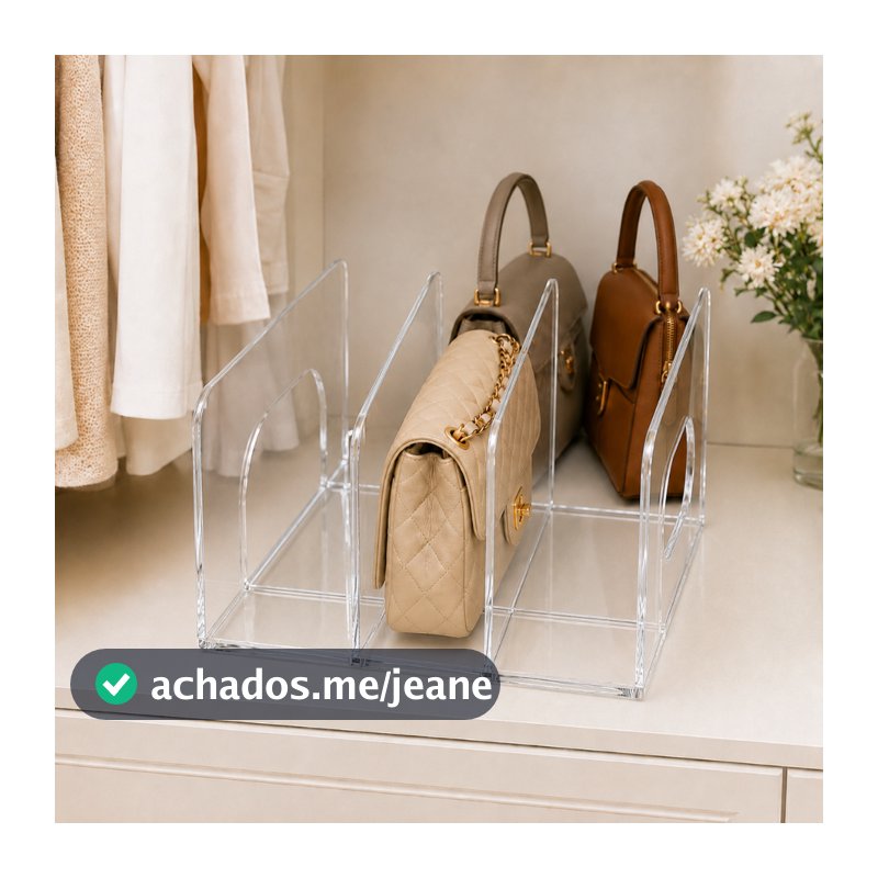Organizador Bolsas Acrílico Multiuso 3 Divisorias Qualidade Premium Variedade De Cores Transparente Preto Branco