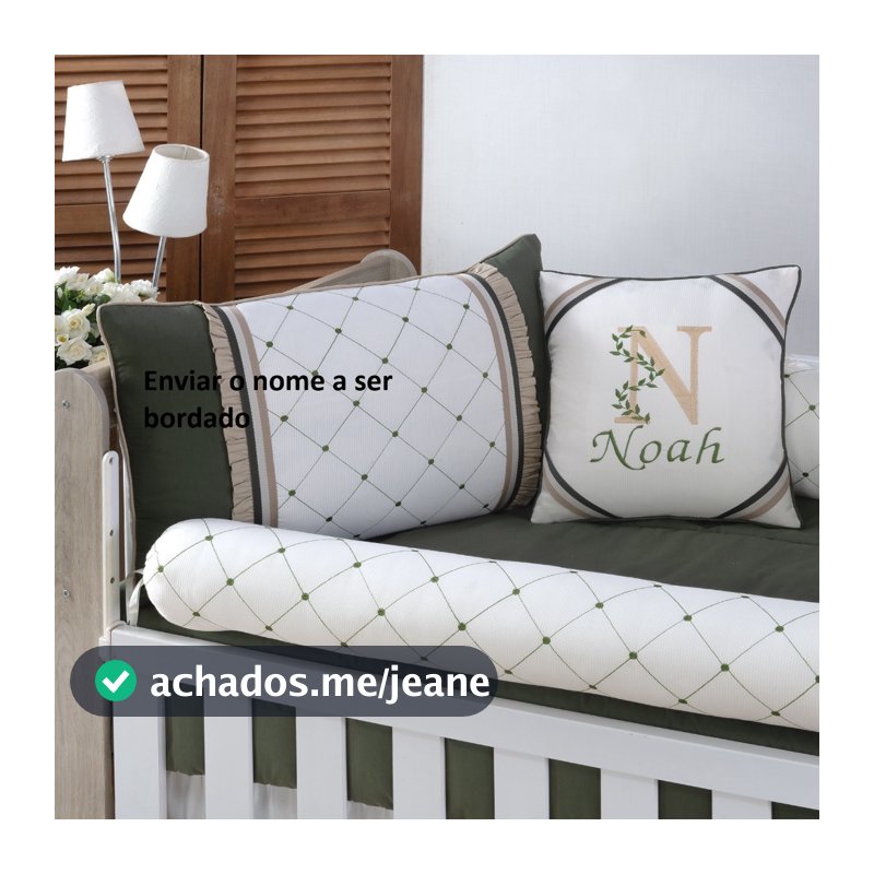 KIT PARA BERÇO BEBÊ - PALHA BORDADO GOTAS - DUAS CORES - COM SAIA +ALMOFADA DECORATIVA PERSONALIZADA