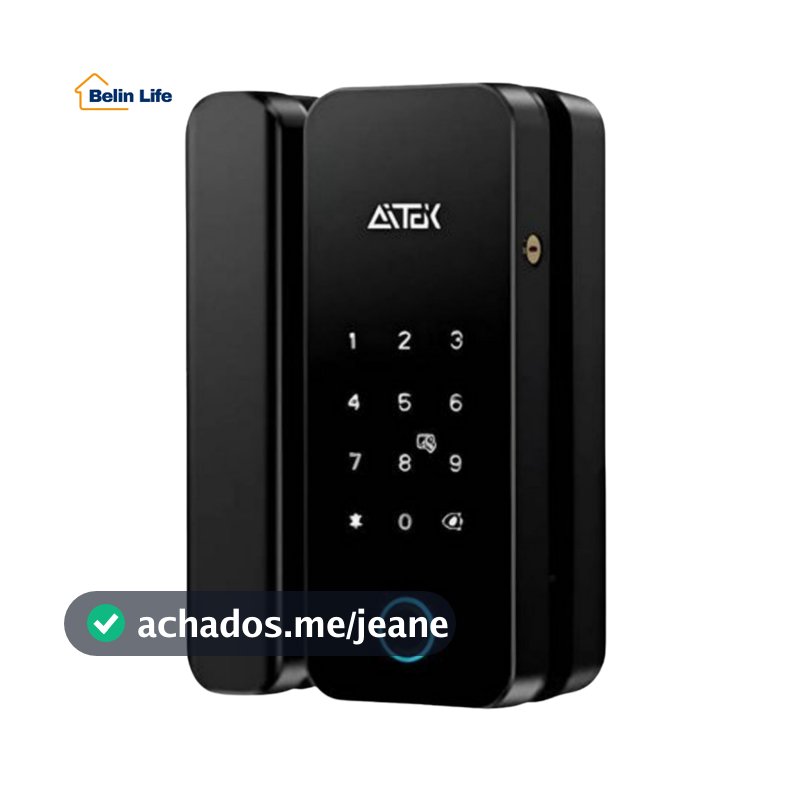 Fechadura Inteligente Sobrepor Porta Vidro Correr Basculante Biometria Digital Tag Senha Sigma-FE20