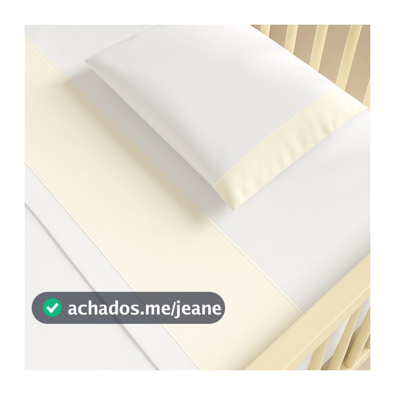 Jogo de Lençol Berço Americano Percal 400 Fios 3 peças Barrado Liso Toque Suave
