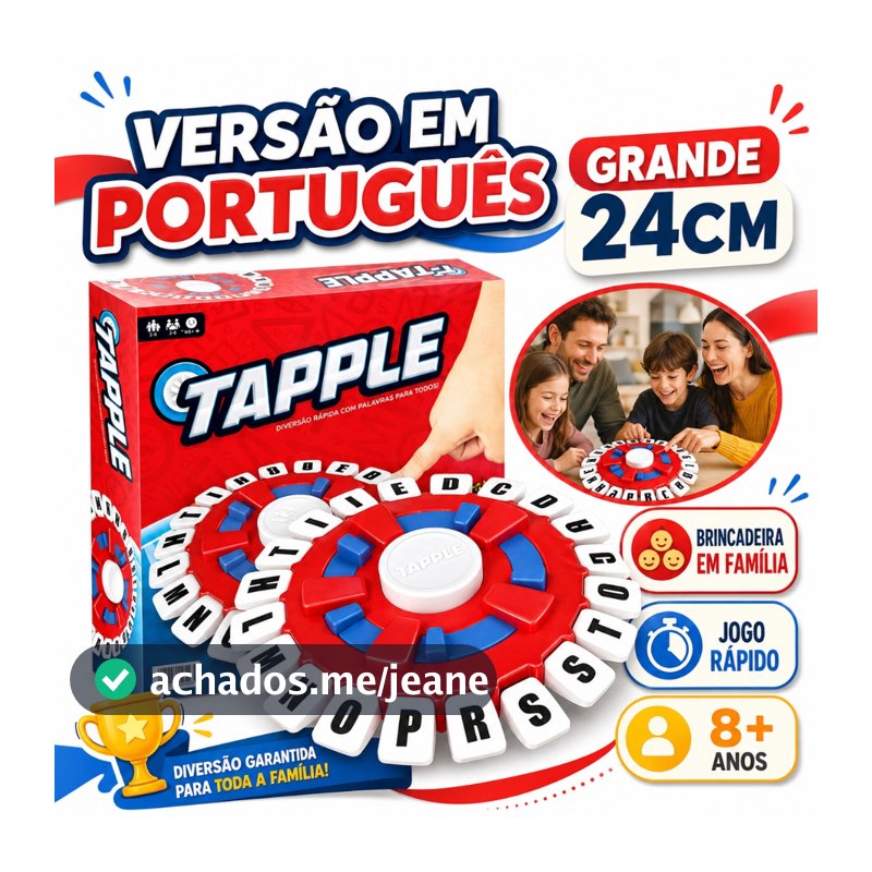 Tapple Stop – Jogo de Tabuleiro Trava Letras com Temporizador – Versão GRANDE 24cm – Português