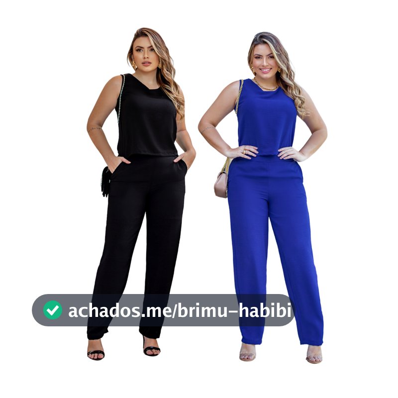 Conjunto Feminino Duna Forrado Calça Wide Leg mais Blusa Lançamento