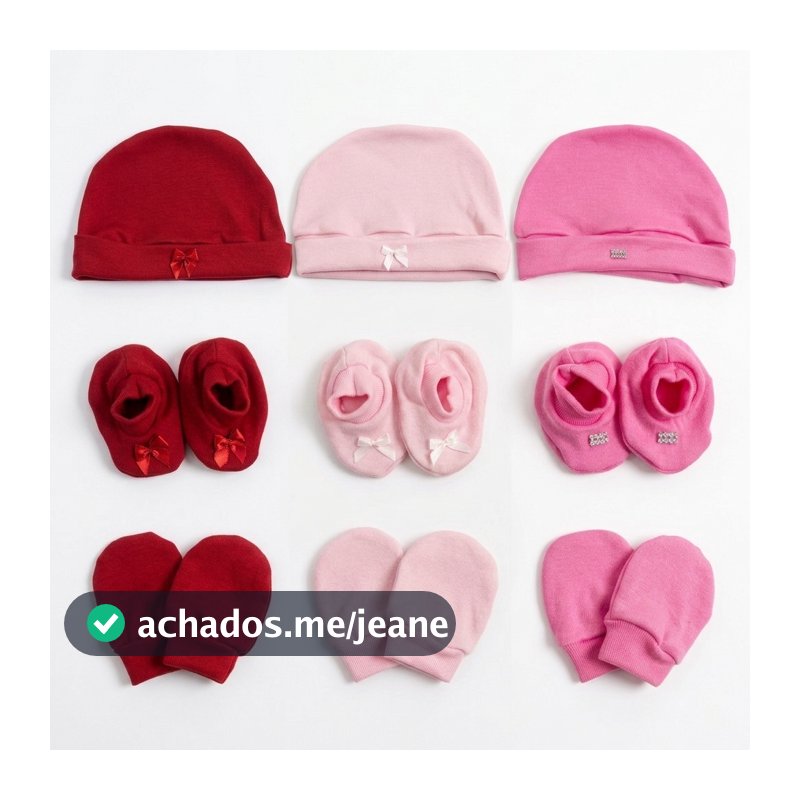 Kit 3 Toucas 3 Luvas e 3 Pantufas para Bebê Menina e Menino Recém Nascido Confortável Promoção