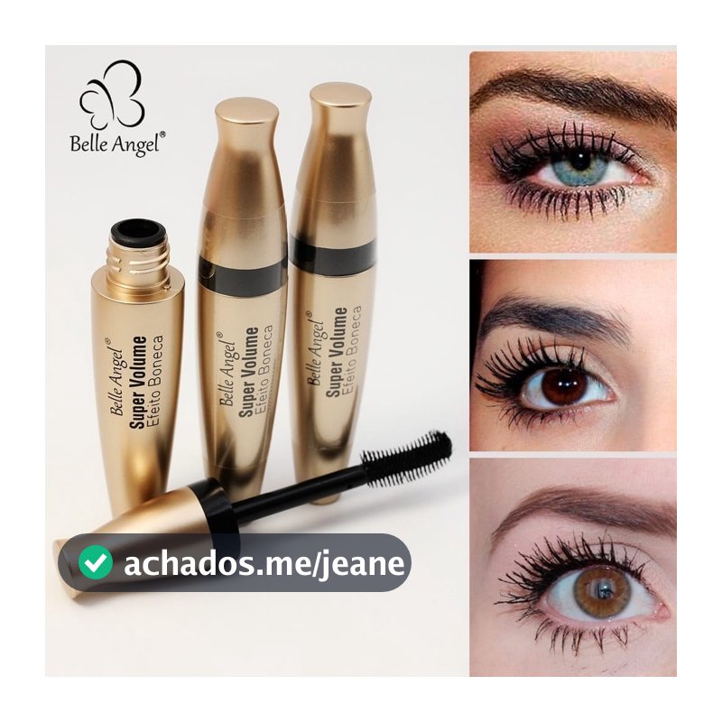 Rímel Máscara de Cílios Super Volume Efeito Boneca Belle Angel – Volume Extremo/ Longa Duração/ Olhar Definido e Intenso