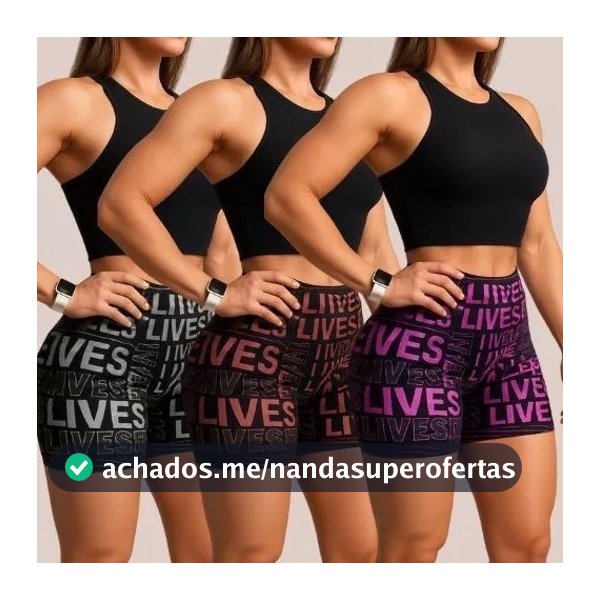 Kit 3 Shorts Feminino Suplex Fitness Meia Coxa Academia Crossfit Degrade Verão