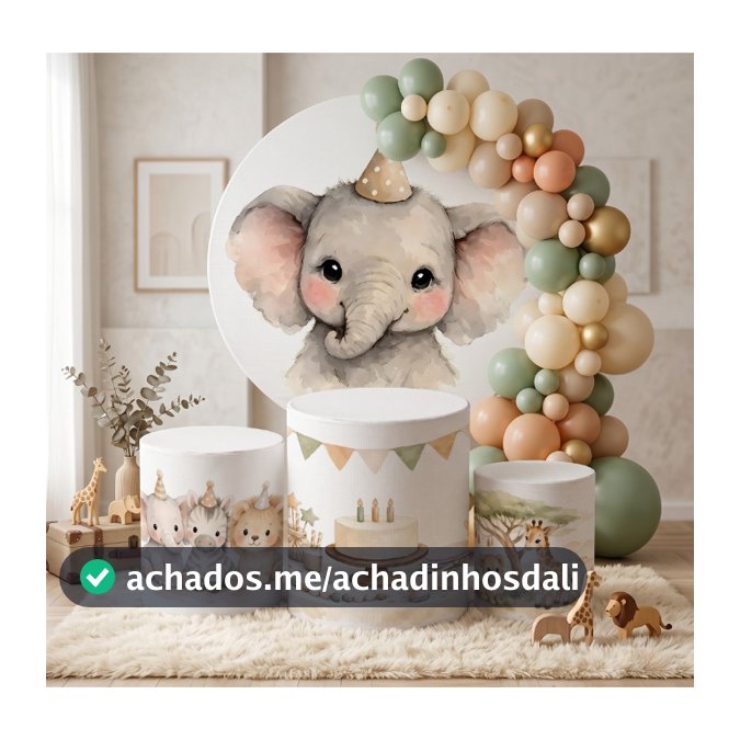 Capas Decorativas Elefantinho Cute Para Trio Cilindros E Painéis Festa Baby Chá de Bebê