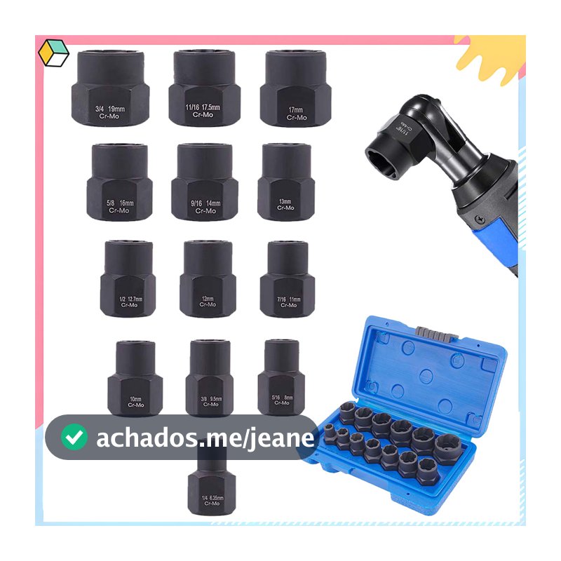 13 peças Extrator de de porca quebrada removedor de resistente extrator de porca danificada ferramenta portátil