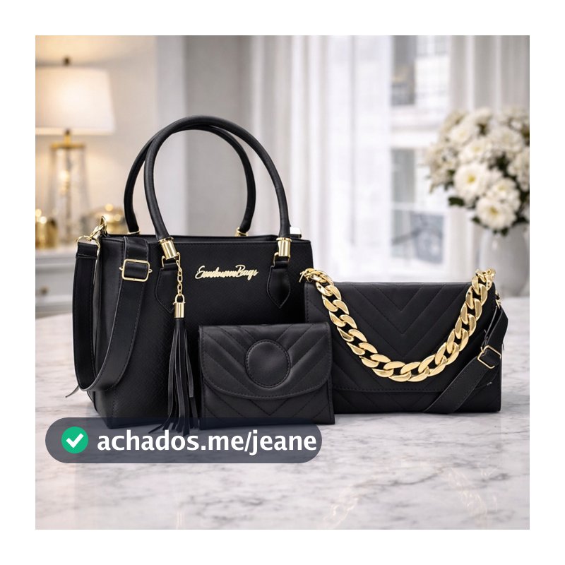 Kit 3 Bolsas Femininas | Tote + Tiracolo + Carteira | Completo para o Dia a Dia