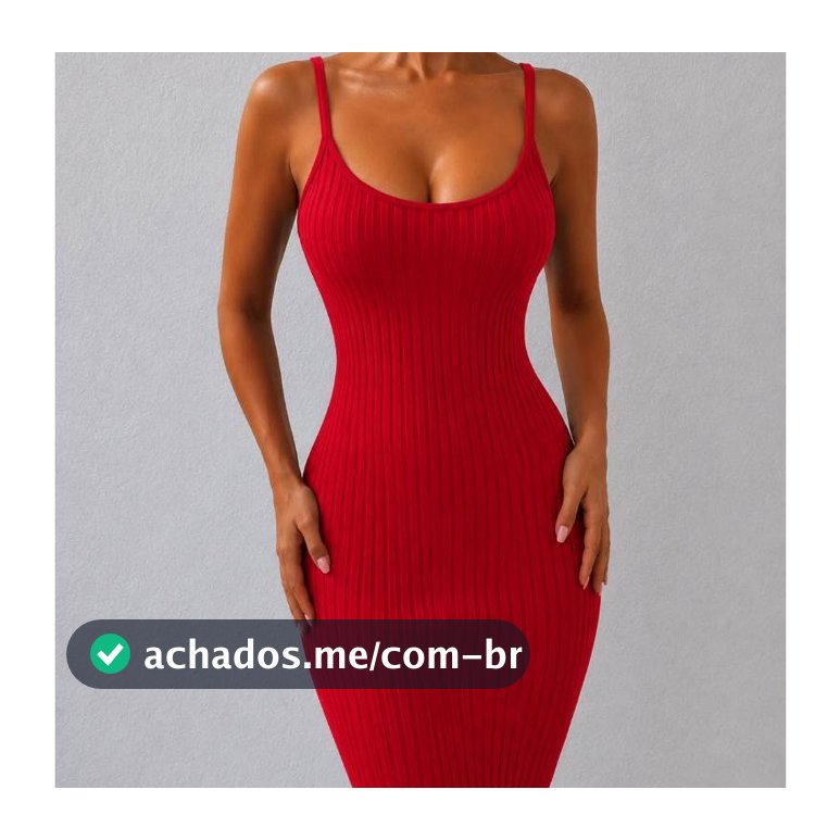 Vestido Feminino Canelado Básico Toque De Algodão Com Alça e Bojo Elástico Atrás Para Melhor Ajuste