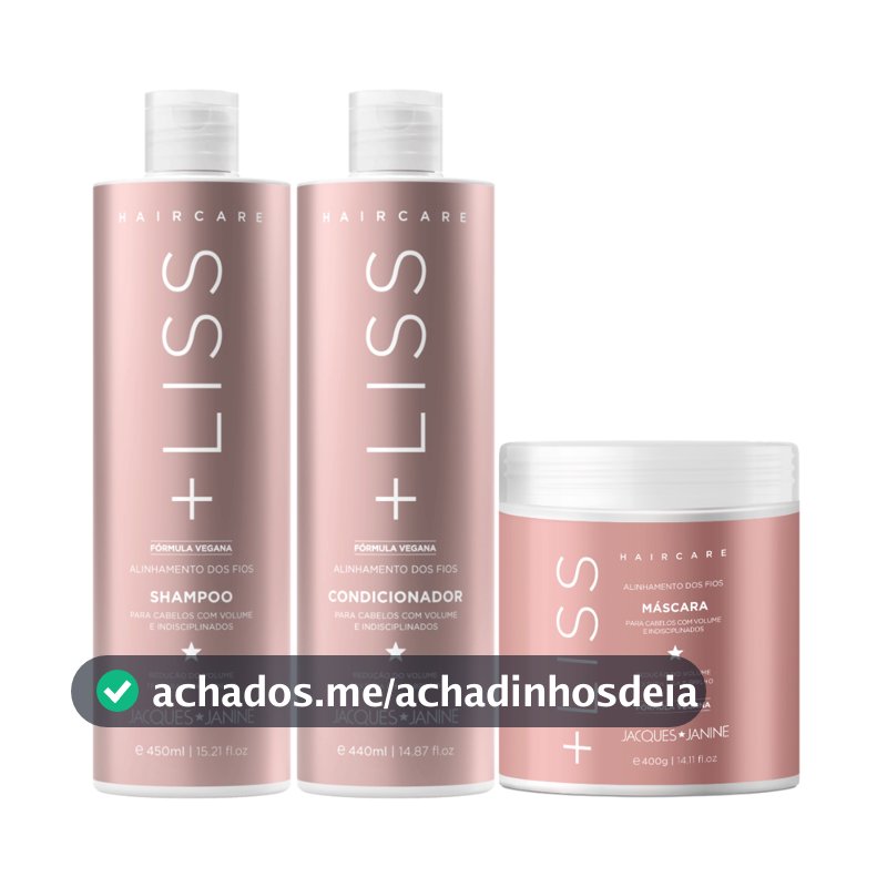 Kit Jacques Janine Hair Care Liss Shampoo 450ml Condicionador 440ml Máscara Lisos Antifrizz 400g