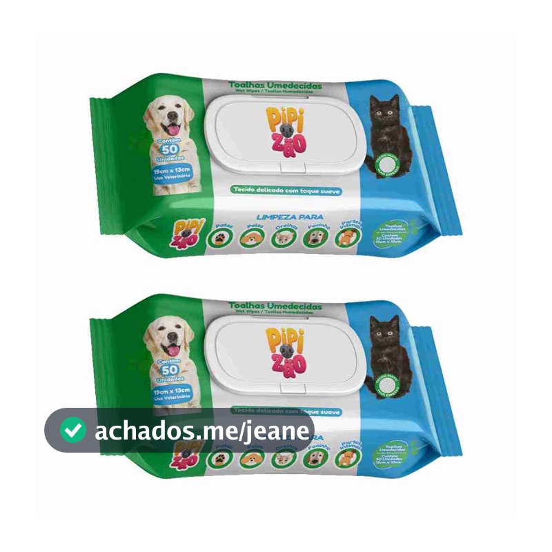 KIT 2 PACOTES DE LENÇOS UMEDECIDOS COM 50UNI CAES E GATOS ATACADO