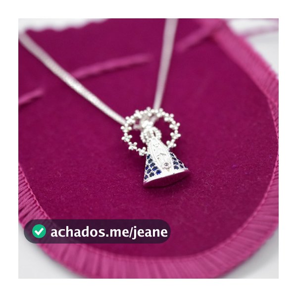 Colar Corrente Cordao Nossa Senhora Aparecida Com Pedras Folheada A Prata 925