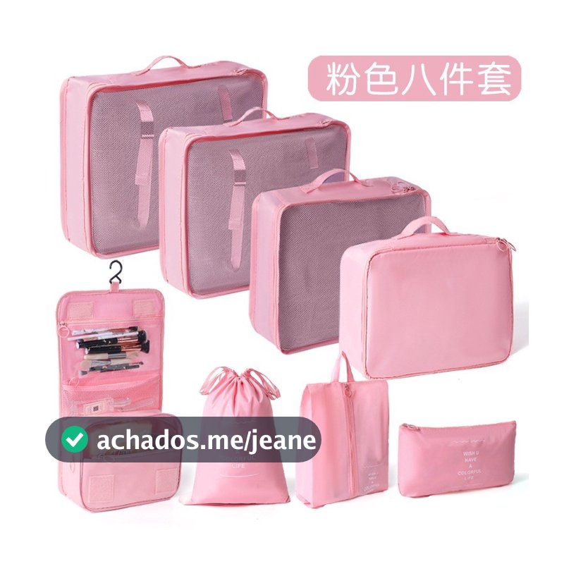 Kit Conjunto 8 Peças Organizador De Viagens Organizadoras Para Malas Bolsa
